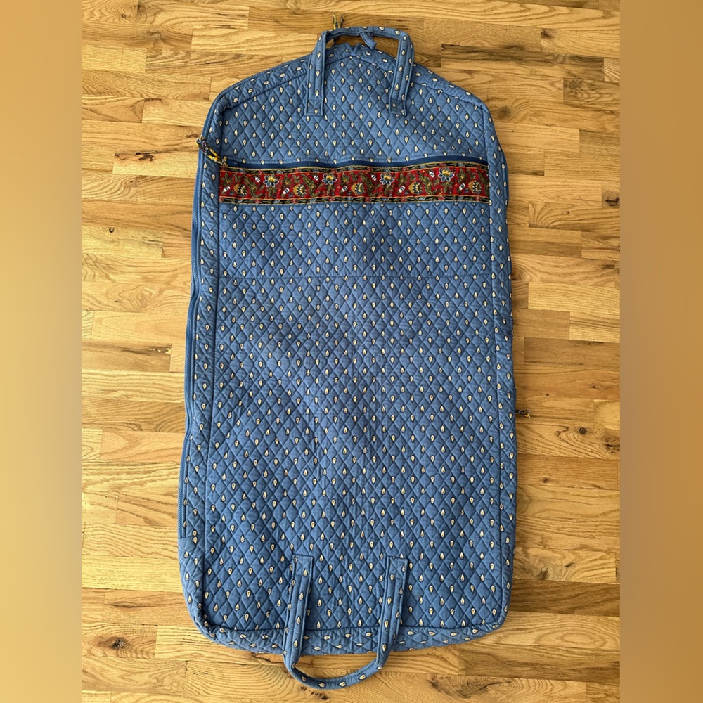 Vera Bradley French Blue Garment Bag Yellow Interior Floral Cotton Excellent!